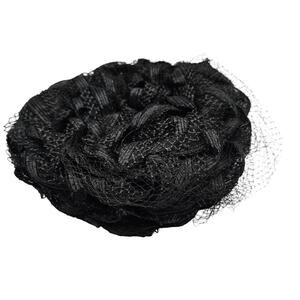 Vintage 1960s Black Derby Halo Ring Hat with Short Net Veil
